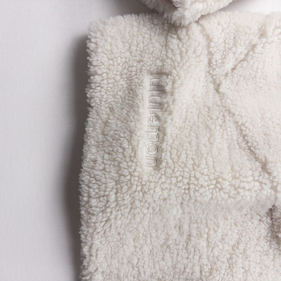 Lululemon Scuba Oversized Half Zip Cropped Sherpa Hoodie Women M/L White Opal - Picture 5 of 7